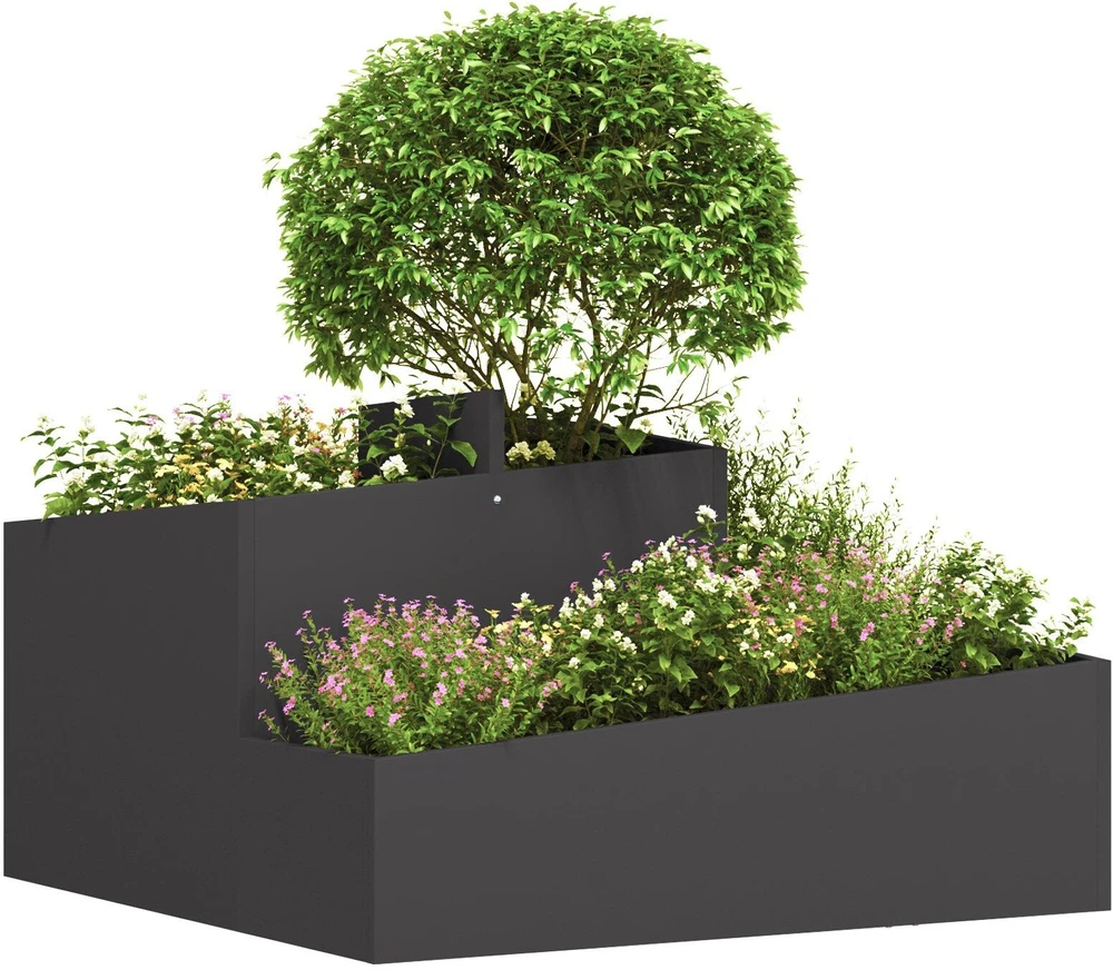 Sodo vazonas Juoda 80 x 80 x 50 cm Šaltai valcuotas plienas