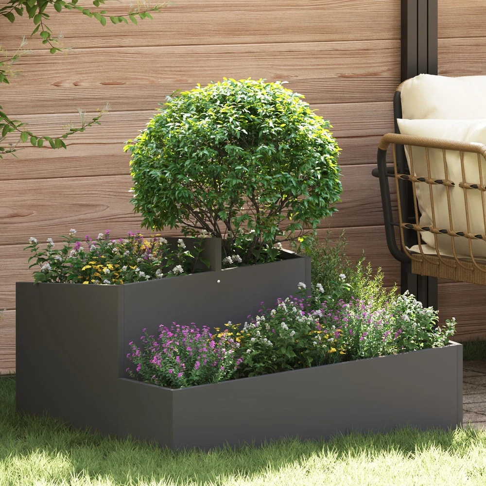 Sodo vazonas Juoda 80 x 80 x 50 cm Šaltai valcuotas plienas