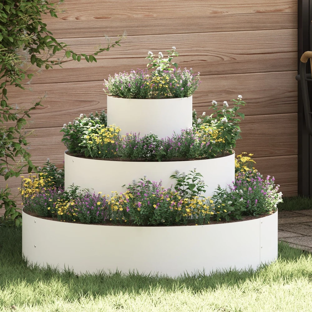 Sodo vazonas Balta 90 x 90 x 20 cm Šaltai valcuotas plienas
