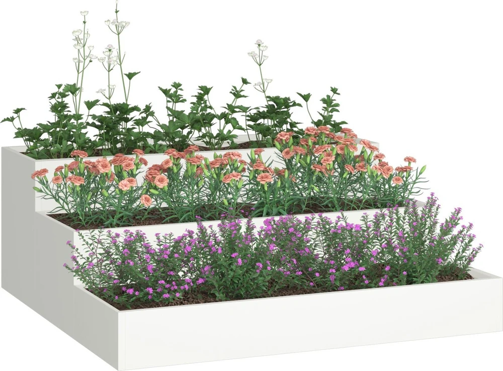Sodo vazonas Balta 90 x 90 x 35 cm Šaltai valcuotas plienas