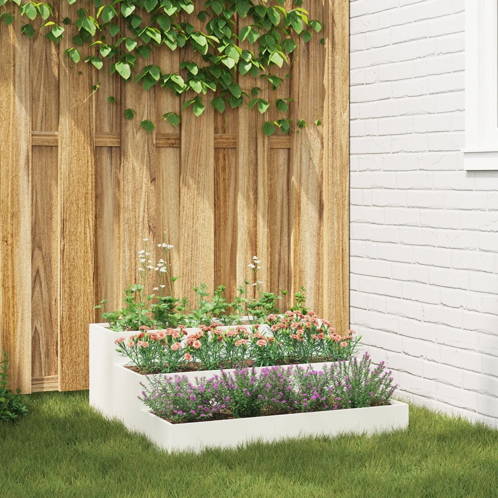 Sodo vazonas Balta 90 x 90 x 35 cm Šaltai valcuotas plienas