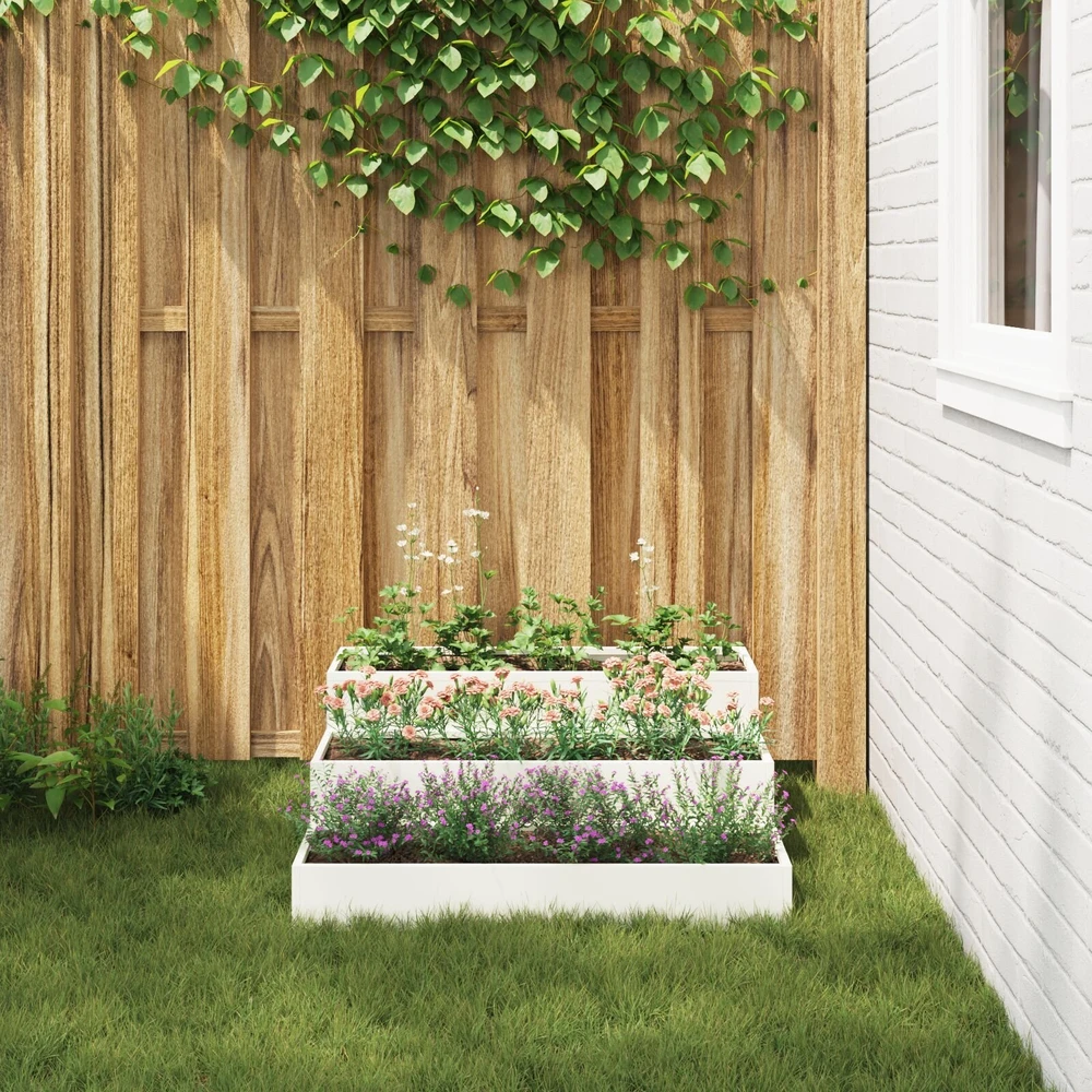 Sodo vazonas Balta 90 x 90 x 35 cm Šaltai valcuotas plienas