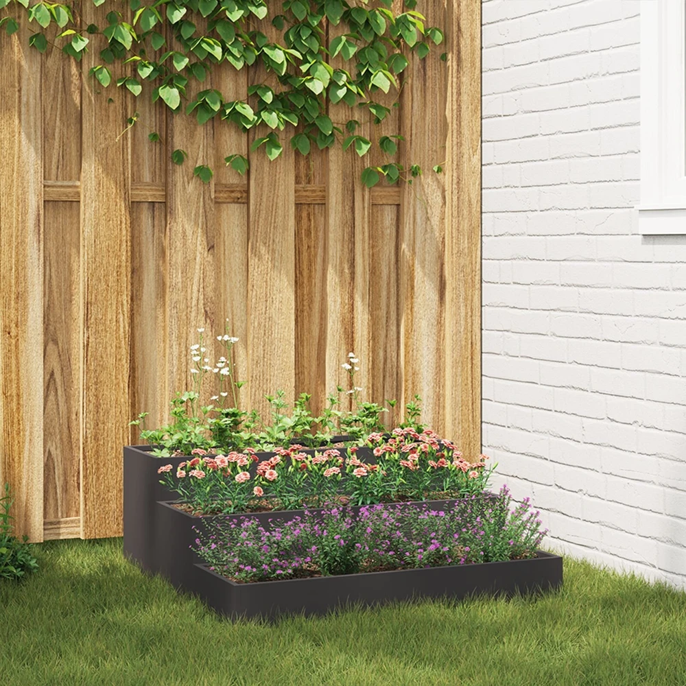 Sodo vazonas Juoda 90 x 90 x 35 cm Šaltai valcuotas plienas