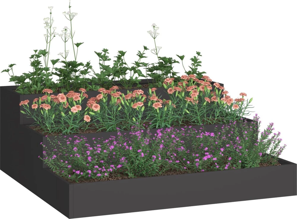 Sodo vazonas Juoda 90 x 90 x 35 cm Šaltai valcuotas plienas