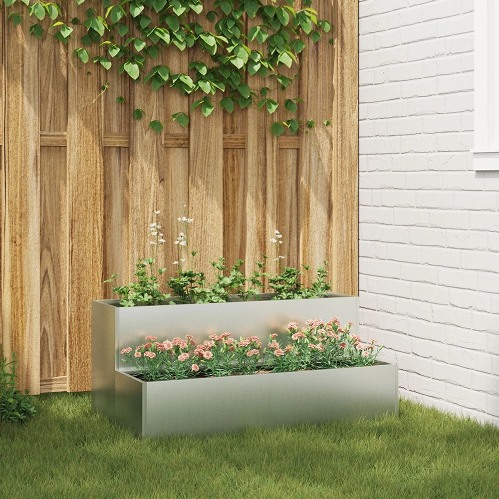 Sodo vazonas Sidabro 100 x 60 x 45 cm Cinkuota plienas