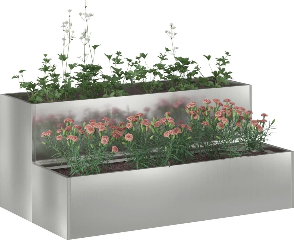 Sodo vazonas Sidabro 100 x 60 x 45 cm Cinkuota plienas