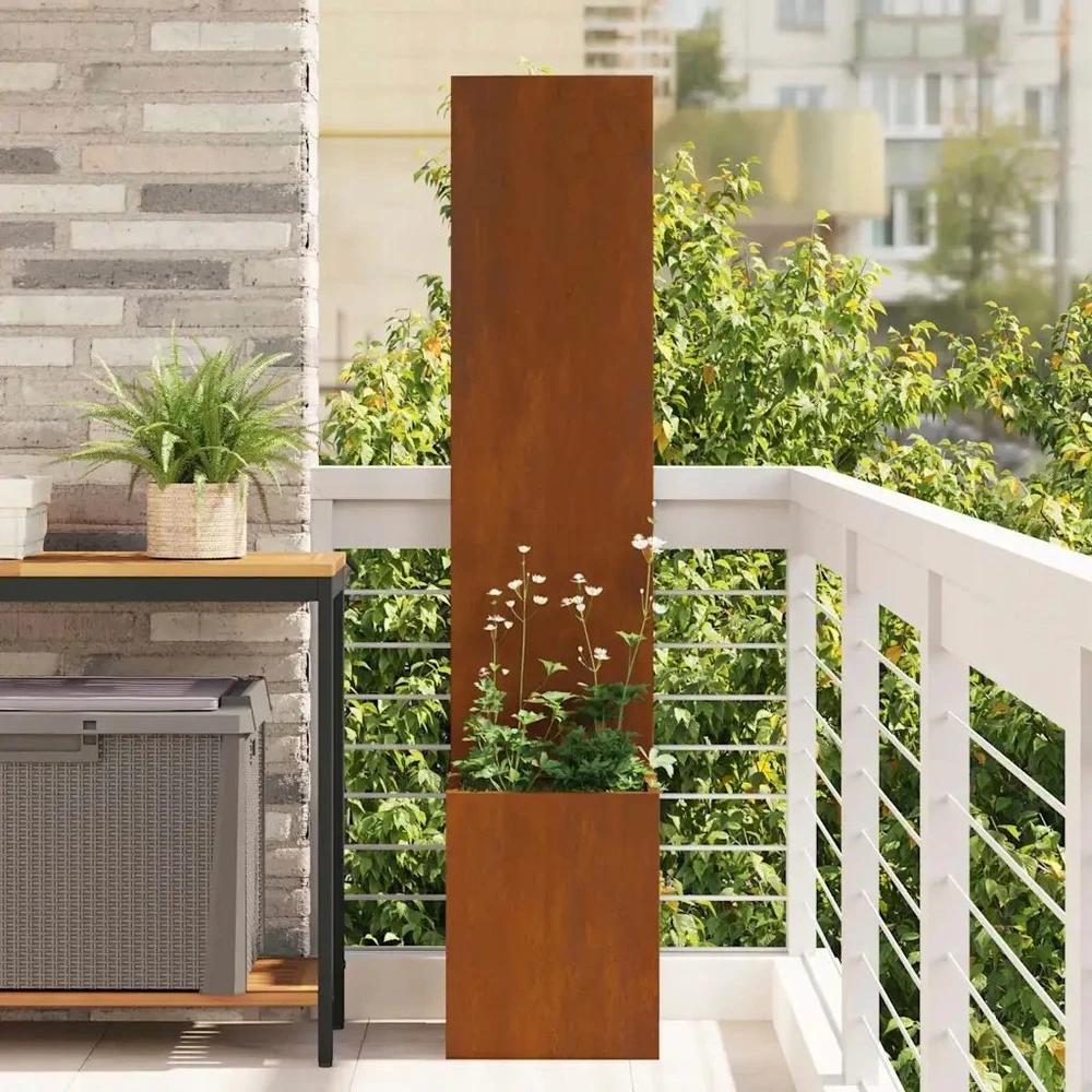 Sodo privatumo ekranas „Fretwork“ Rūdijanti 32 x 32 x 150 cm