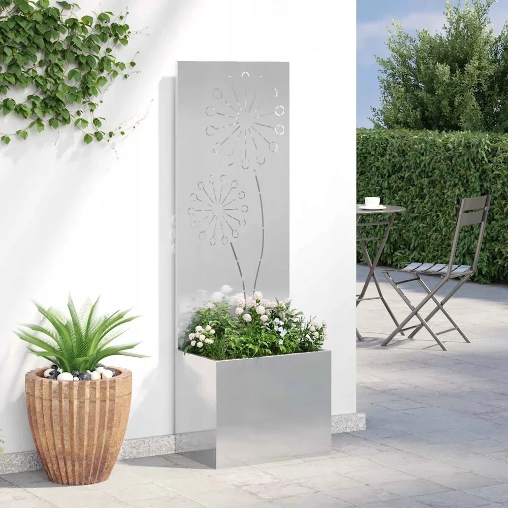 Sodo privatumo ekranas „Fretwork“ Sidabrinė 50 x 32 x 150 cm