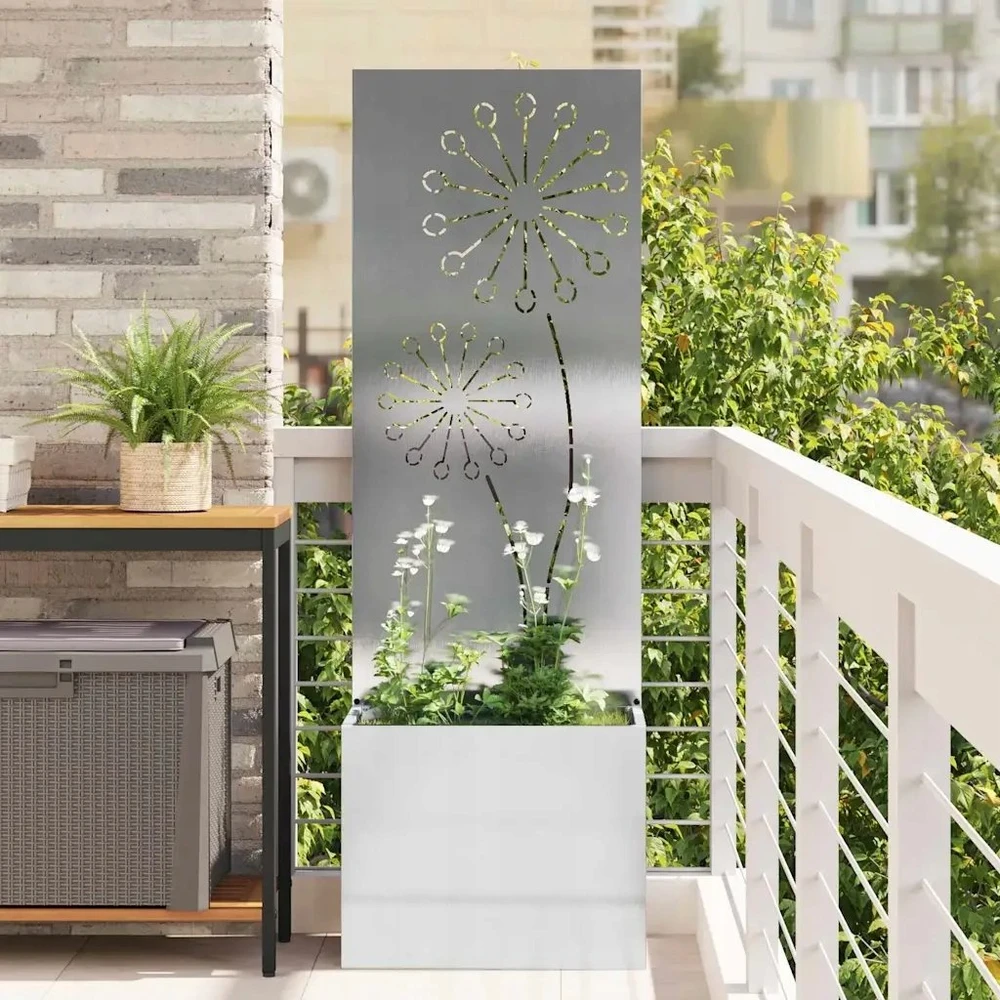 Sodo privatumo ekranas „Fretwork“ Sidabrinė 50 x 32 x 150 cm