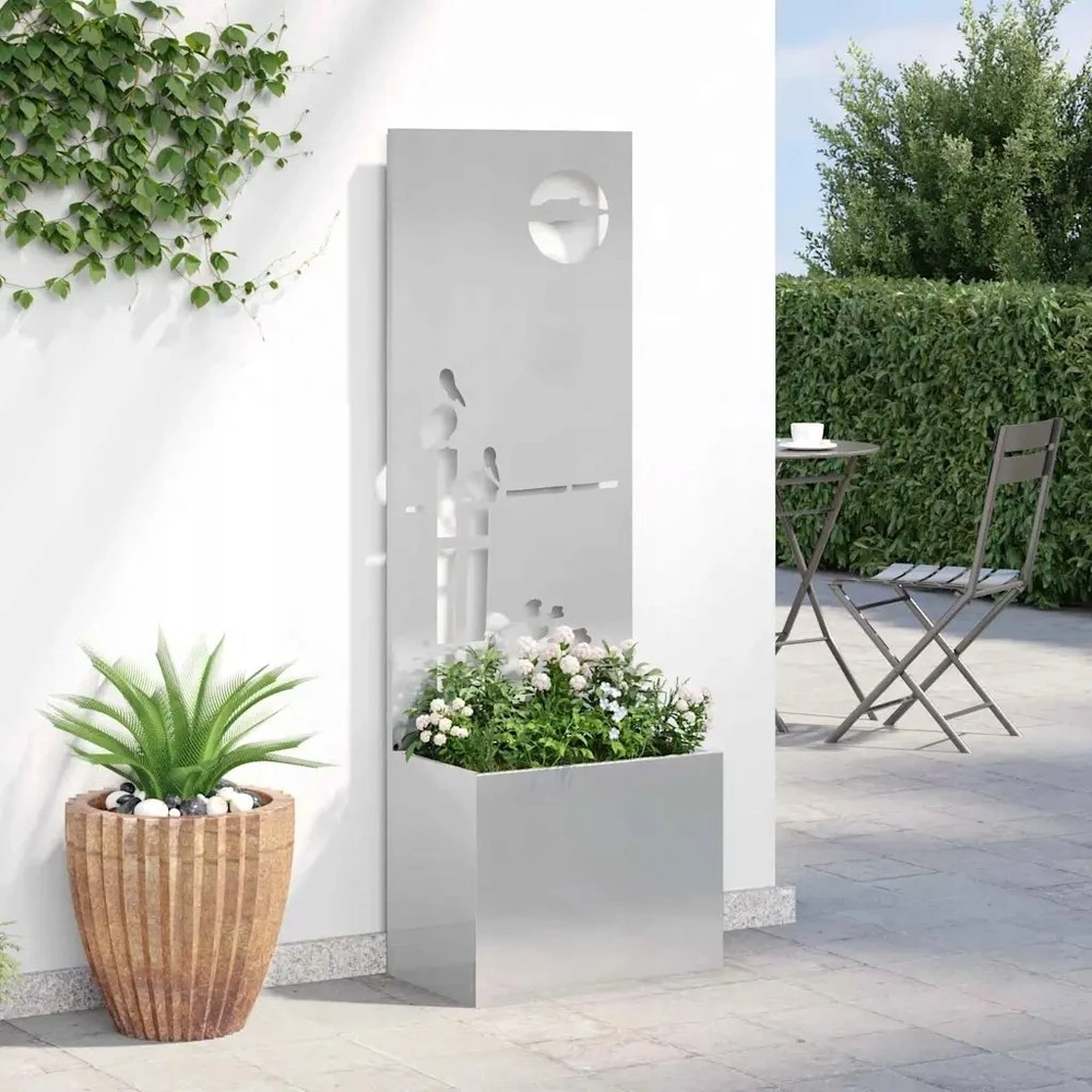 Sodo privatumo ekranas „Fretwork“ Sidabrinė 50 x 32 x 150 cm