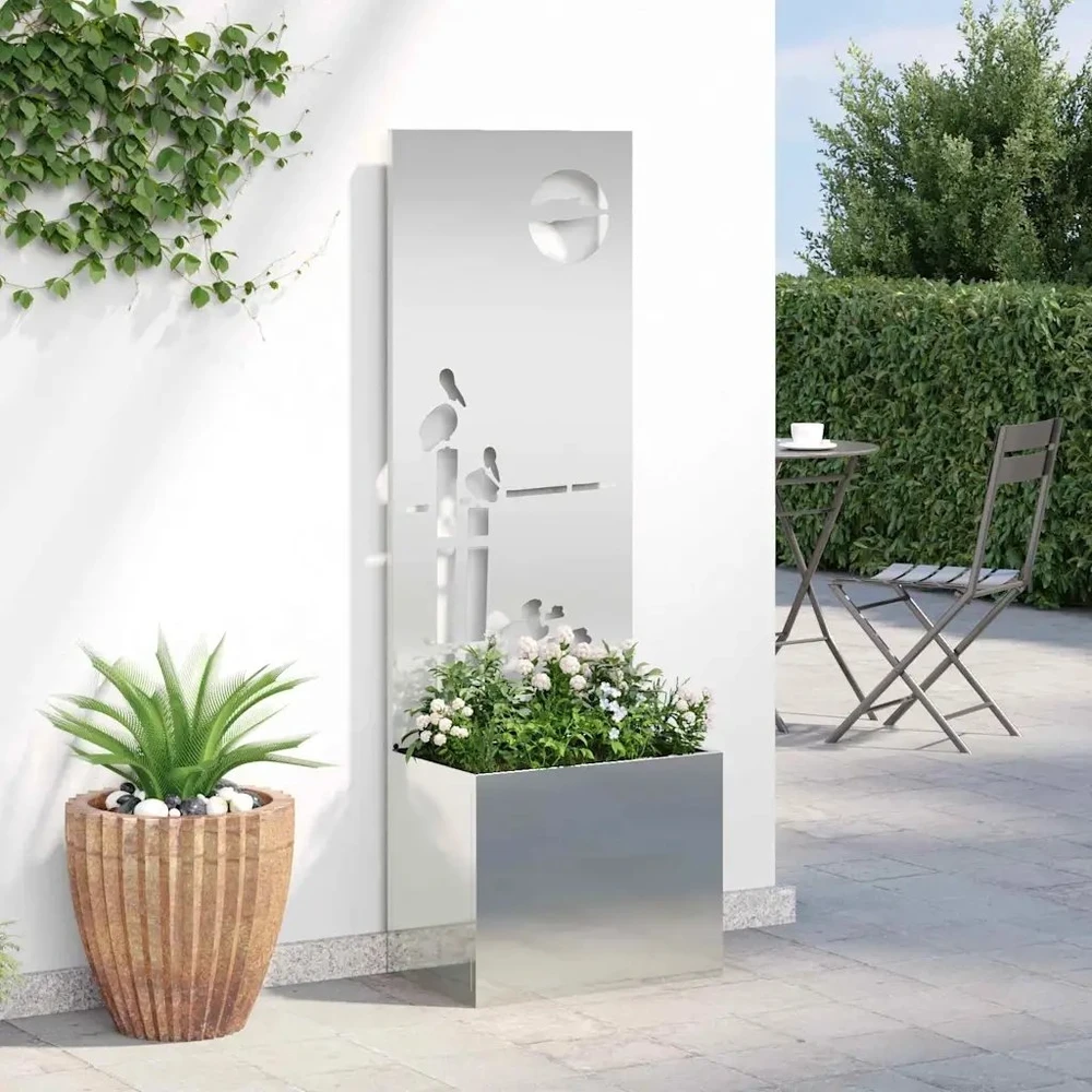 Sodo privatumo ekranas „Fretwork“ Sidabro 50 x 32 x 150 cm