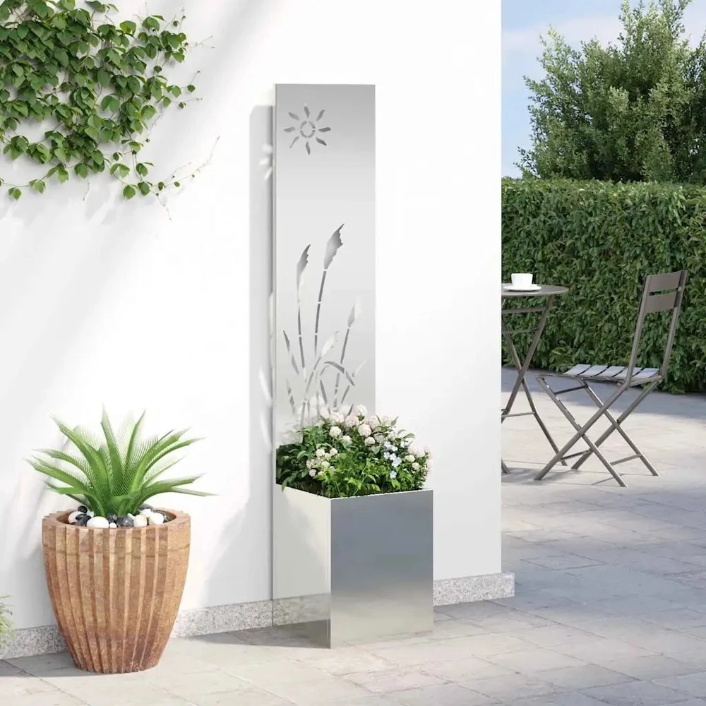 Sodo privatumo ekranas „Fretwork“ Sidabro 32 x 32 x 150 cm
