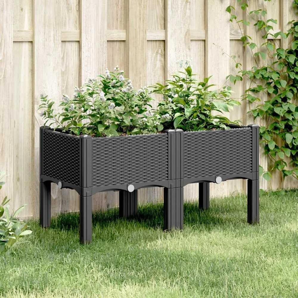 Sodo lovelis su kojomis, juodos spalvos, 80x40x42cm, PP