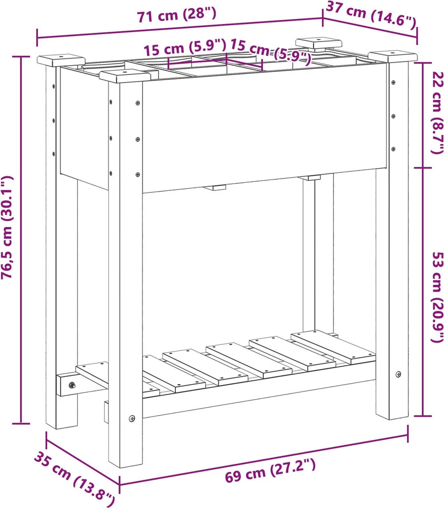 Sodo vazonas Smėlio 71 x 37 x 76,5 cm Kietasis pušinis medis