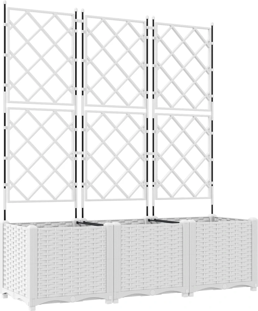Sodo vazonas 3 vnt. Balta 120 x 40 x 143 cm PP