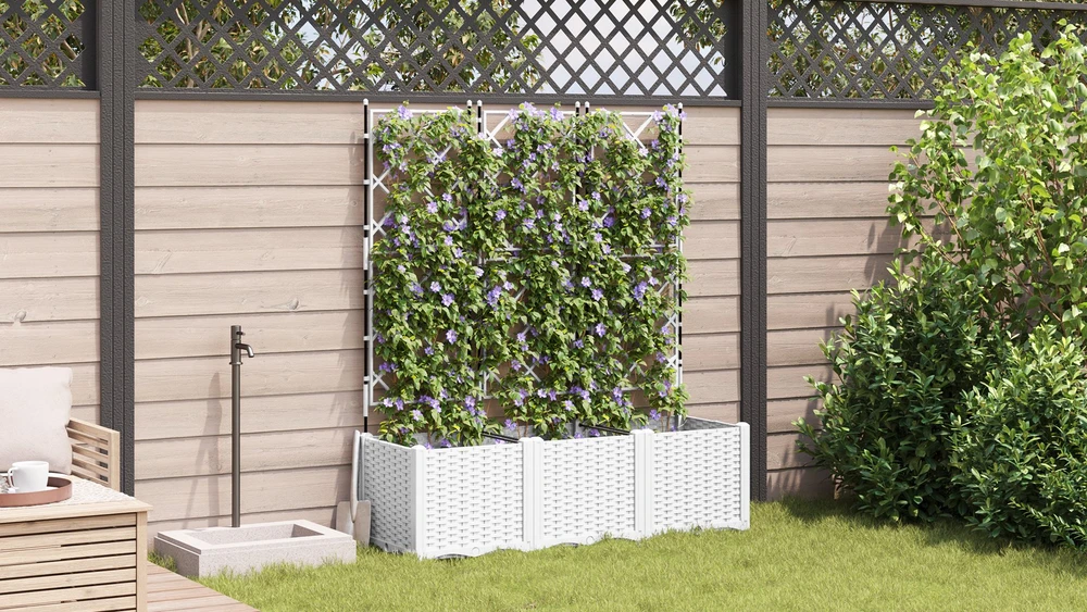 Sodo vazonas 3 vnt. Balta 120 x 40 x 143 cm PP