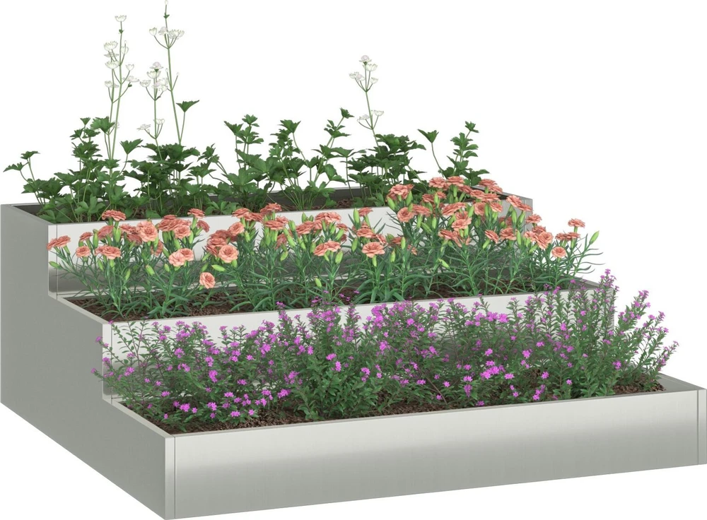 Sodo vazonas Sidabro 90 x 90 x 35 cm Cinkuota plienas