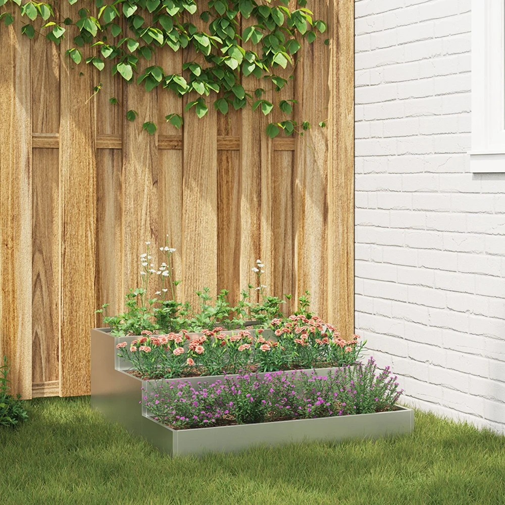 Sodo vazonas Sidabro 90 x 90 x 35 cm Cinkuota plienas