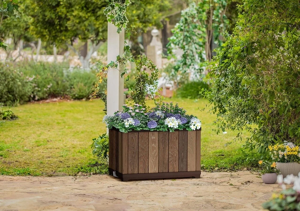 KETER DONICZKA DECO RECTANGLE PLANTER ASHWOOD