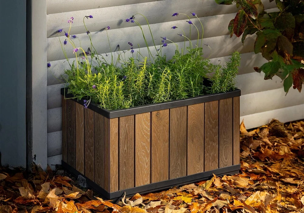 KETER DONICZKA DECO RECTANGLE PLANTER ASHWOOD