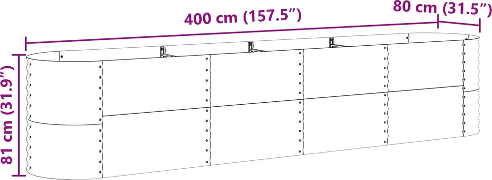 Pakelta lova Ruda 400 x 80 x 81 cm Plienas
