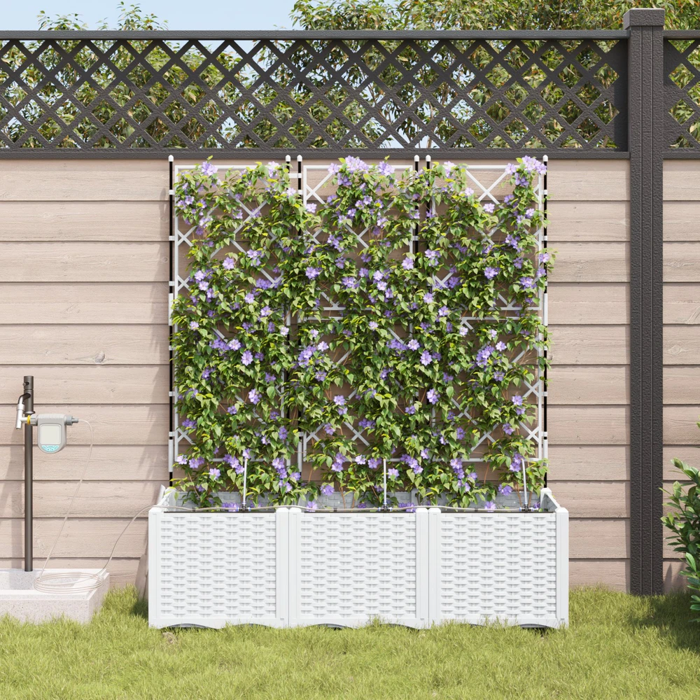 Sodo vazonas 3 vnt. Balta 120 x 40 x 142 cm PP