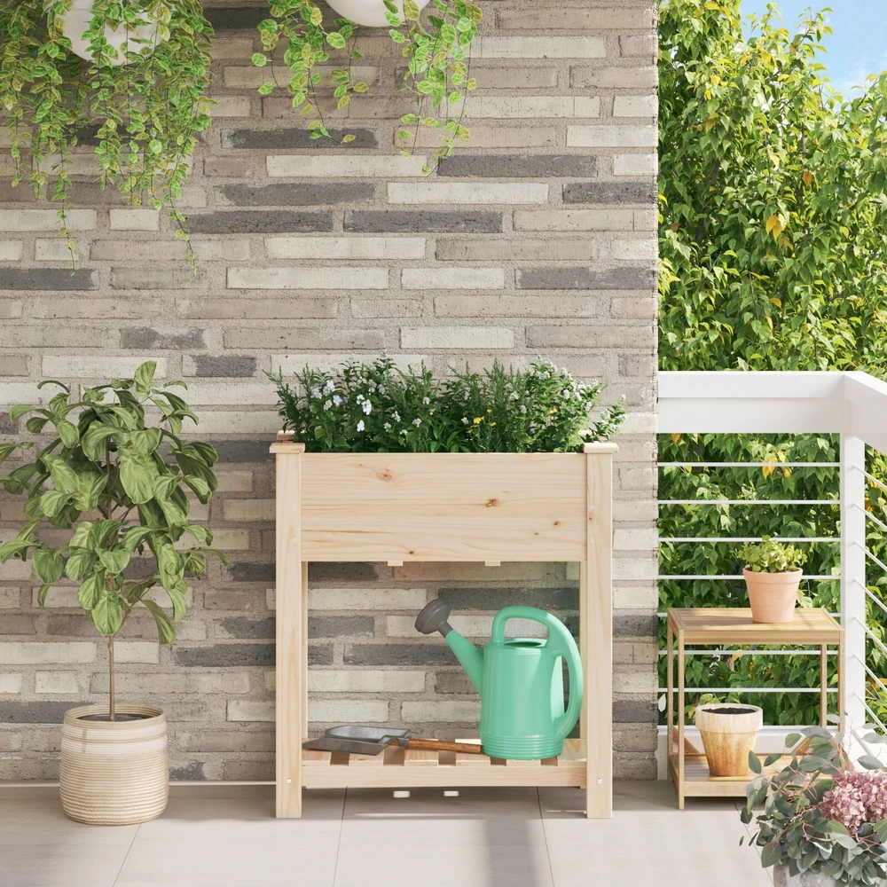 Sodo vazonas Smėlio 71 x 37 x 76,5 cm Kietasis pušinis medis