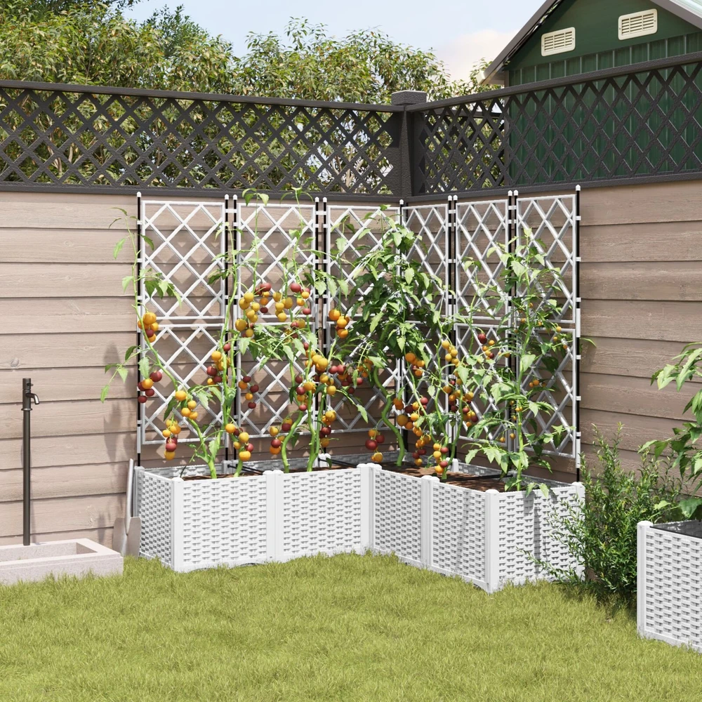 Sodo vazonas 5 vnt. Balta 120 x 120 x 143 cm PP