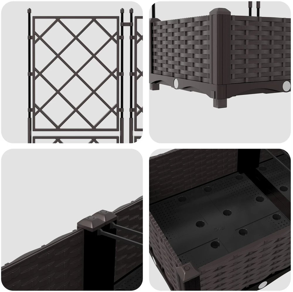 Sodo vazonas 3 vnt. Ruda 120 x 40 x 125,5 cm PP