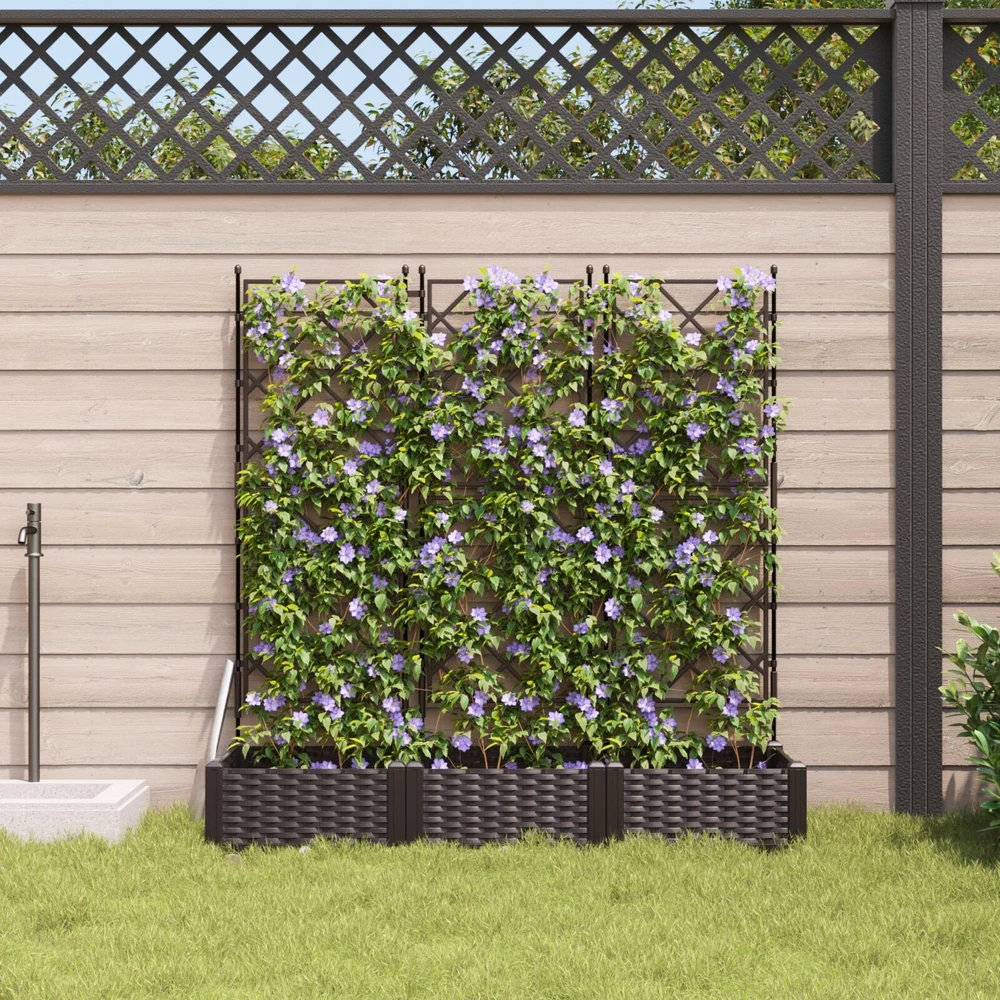 Sodo vazonas 3 vnt. Ruda 120 x 40 x 125,5 cm PP