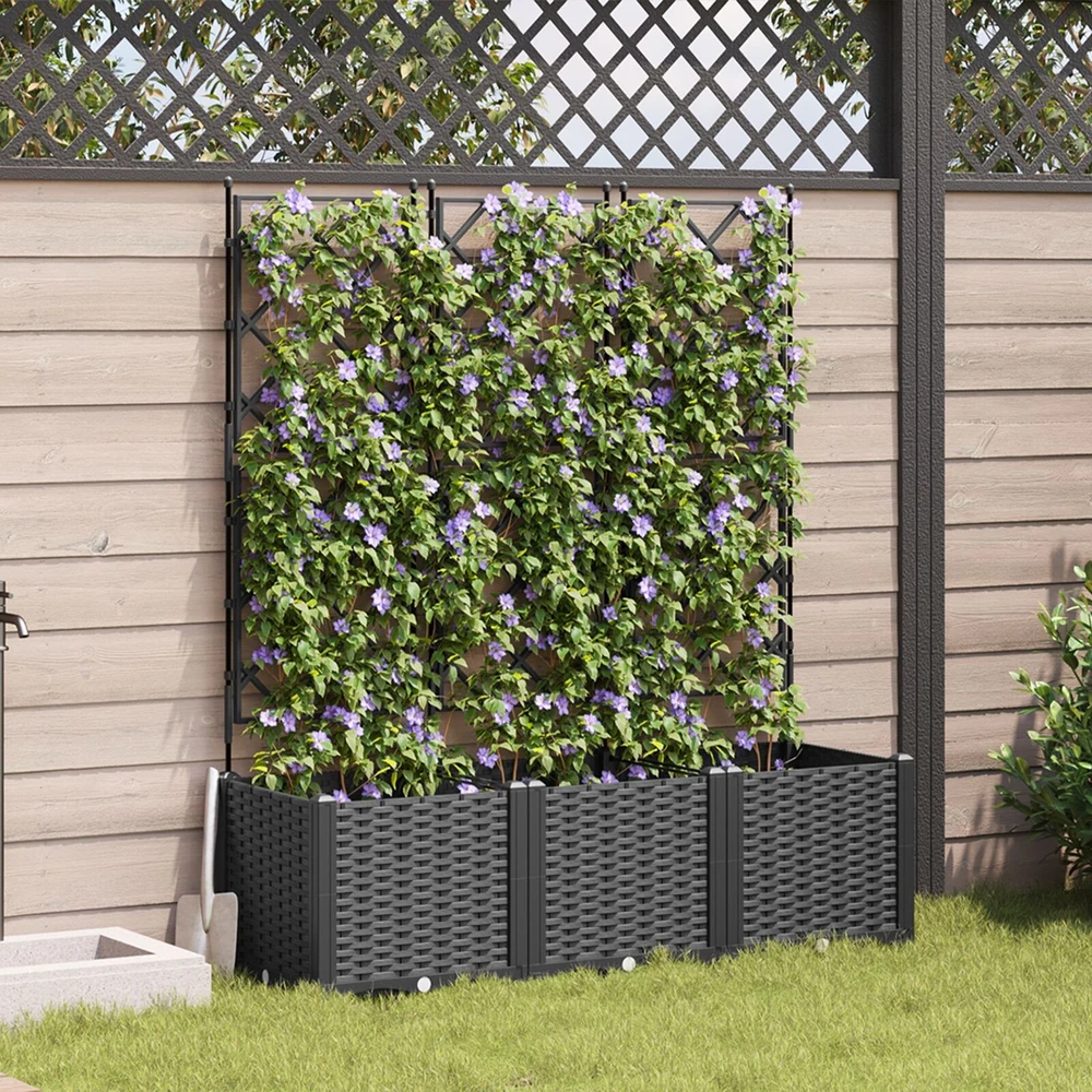 Sodo vazonas 3 vnt. Juoda 120 x 40 x 143 cm PP