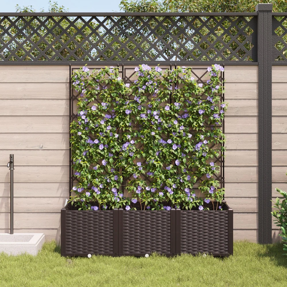 Sodo vazonas 3 vnt. Ruda 120 x 40 x 143 cm PP