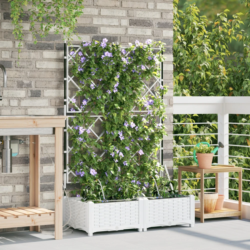 Sodo vazonas 2 vnt. Balta 80 x 40 x 126 cm PP