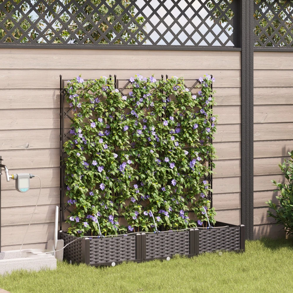 Sodo vazonas 3 vnt. Ruda 120 x 40 x 126 cm PP
