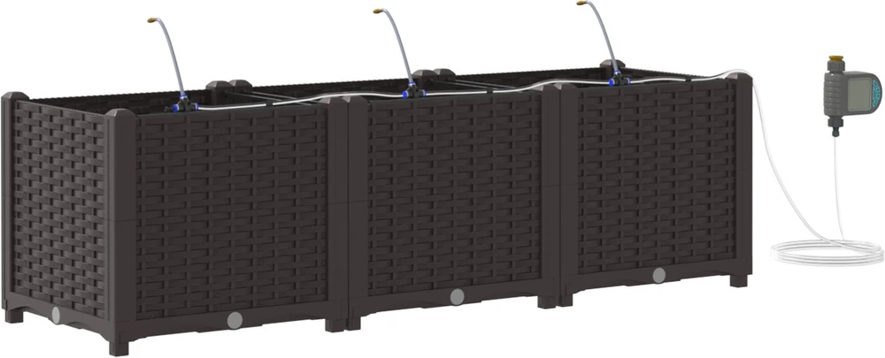 Sodo vazonas 3 vnt. Ruda 120 x 40 x 37,5 cm PP