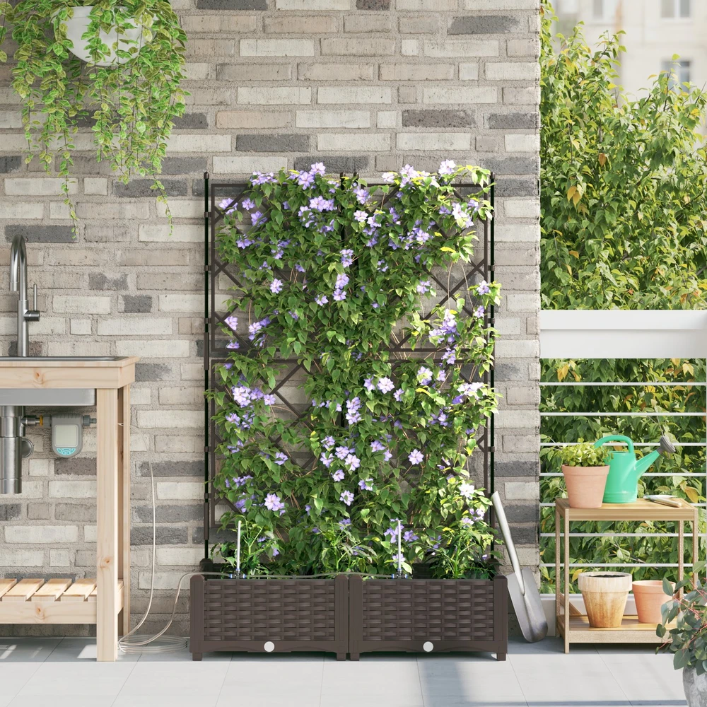 Sodo vazonas 2 vnt. Ruda 80 x 40 x 126 cm PP