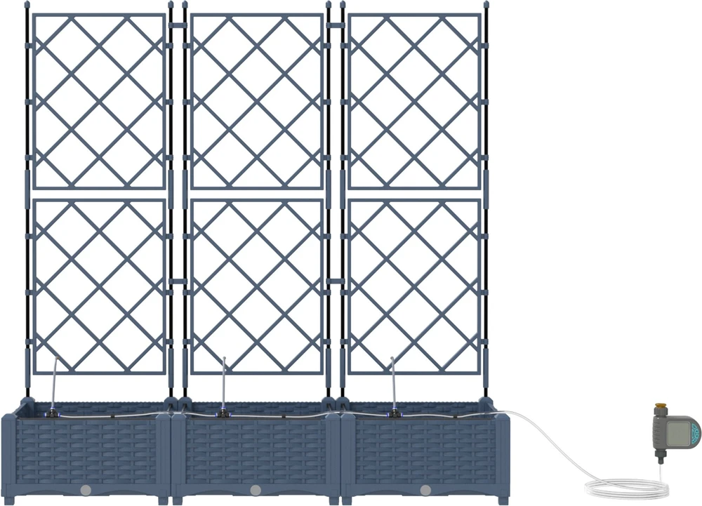Sodo vazonas 3 vnt. Pilka 120 x 40 x 126 cm PP
