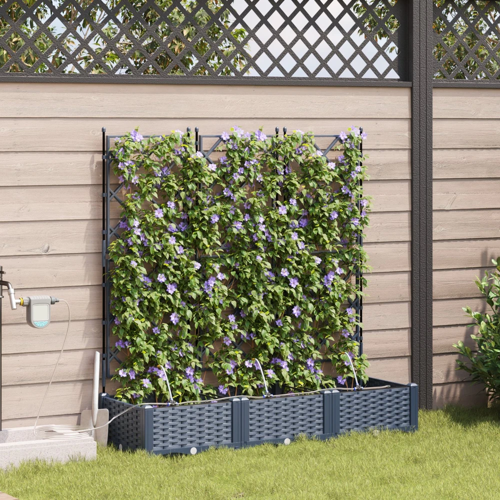 Sodo vazonas 3 vnt. Pilka 120 x 40 x 126 cm PP