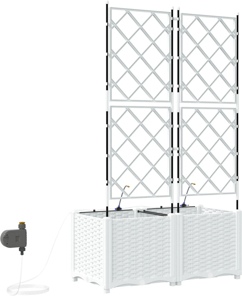 Sodo vazonas 2 vnt. Balta 80 x 40 x 142 cm PP