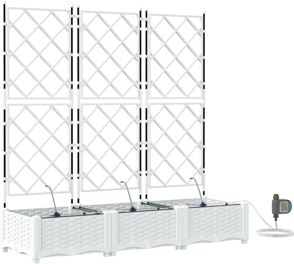 Sodo vazonas 3 vnt. Balta 120 x 40 x 126 cm PP