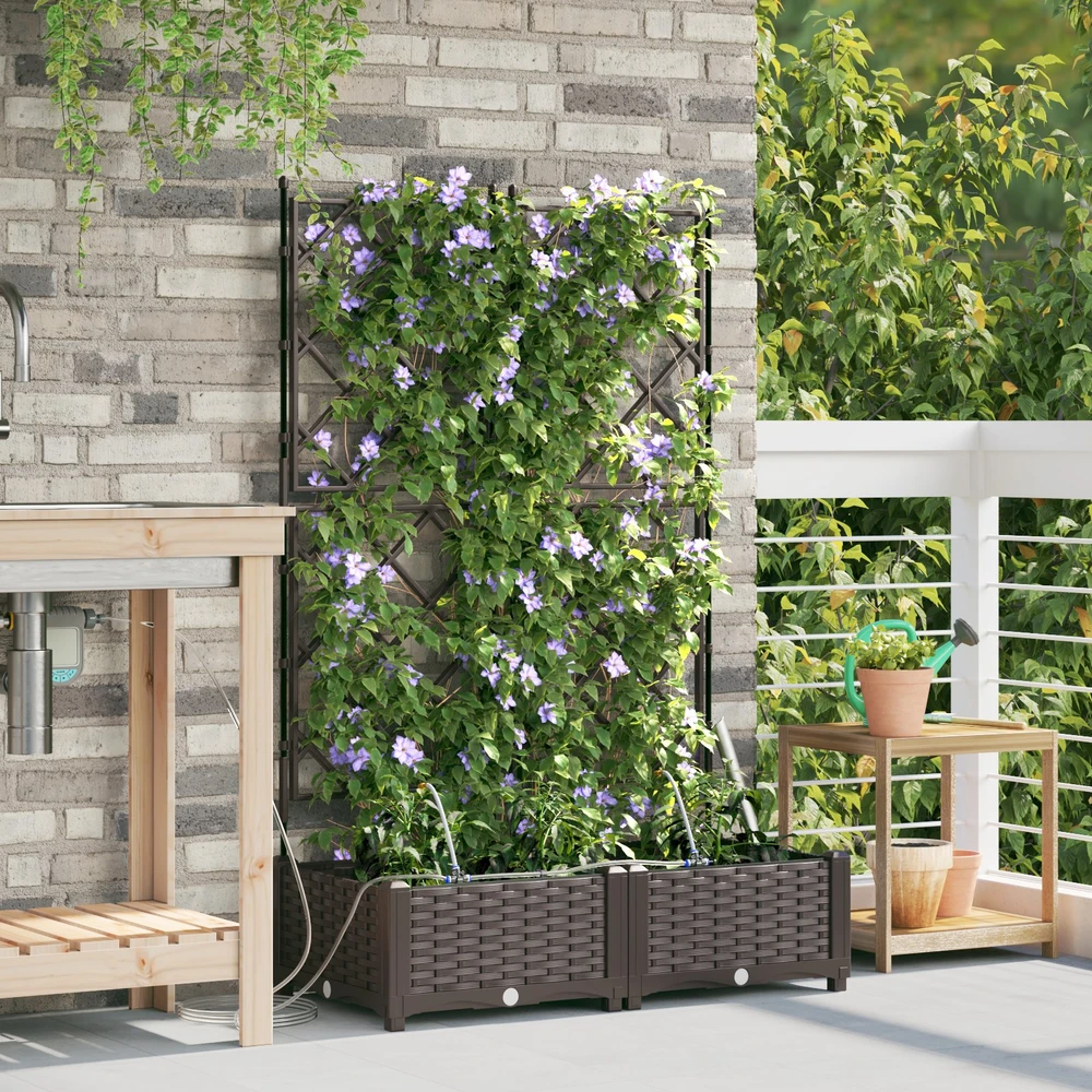 Sodo vazonas 2 vnt. Ruda 80 x 40 x 126 cm PP