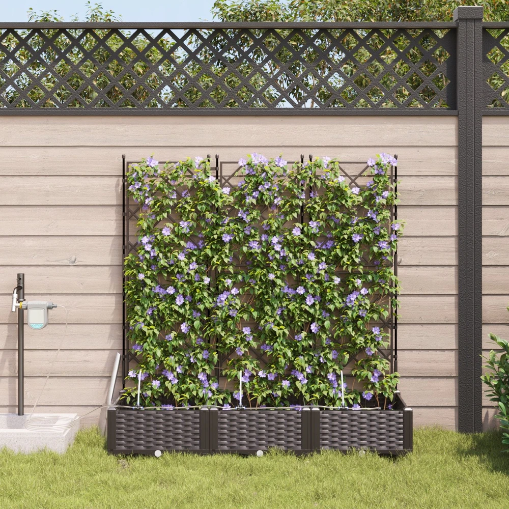 Sodo vazonas 3 vnt. Ruda 120 x 40 x 126 cm PP