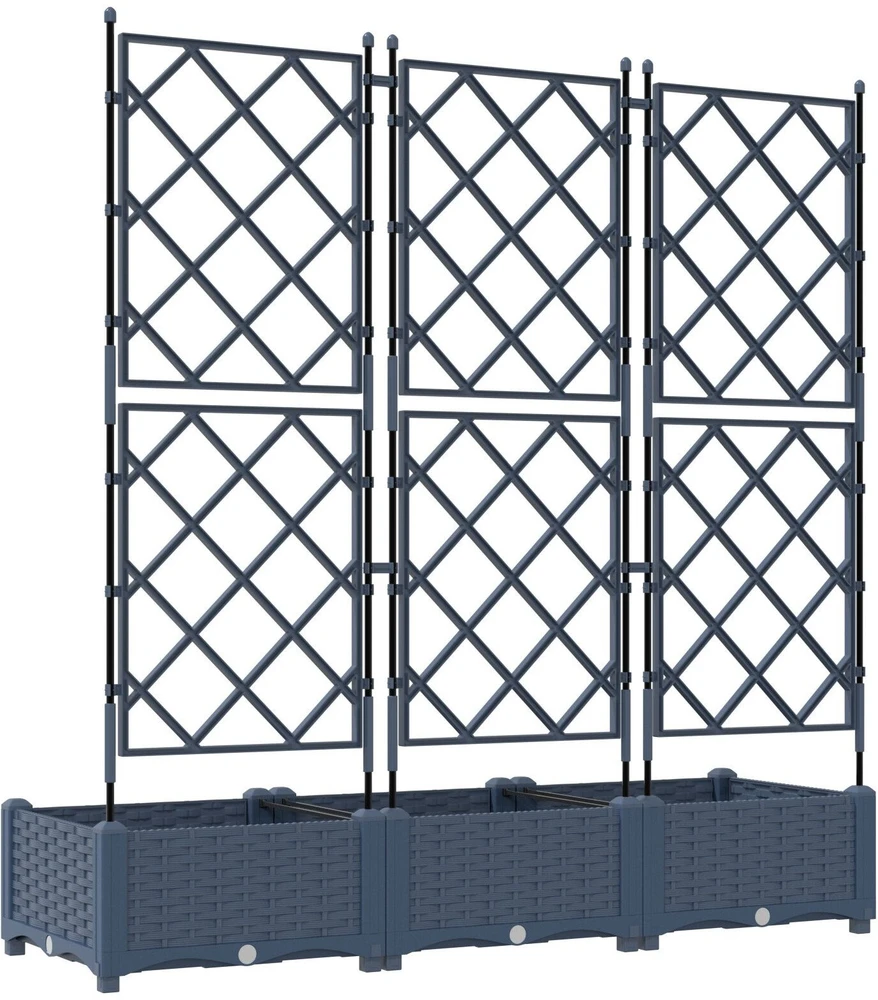 Sodo vazonas 3 vnt. Pilka 120 x 40 x 125,5 cm PP