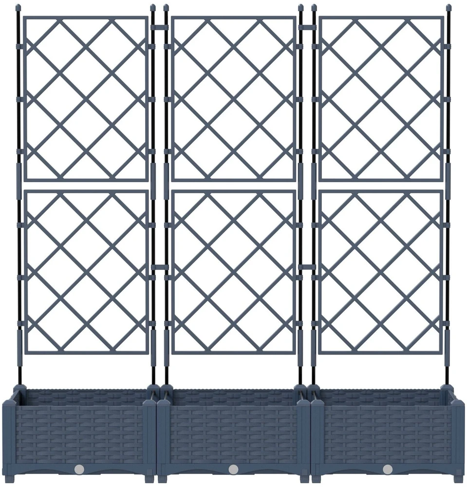 Sodo vazonas 3 vnt. Pilka 120 x 40 x 125,5 cm PP