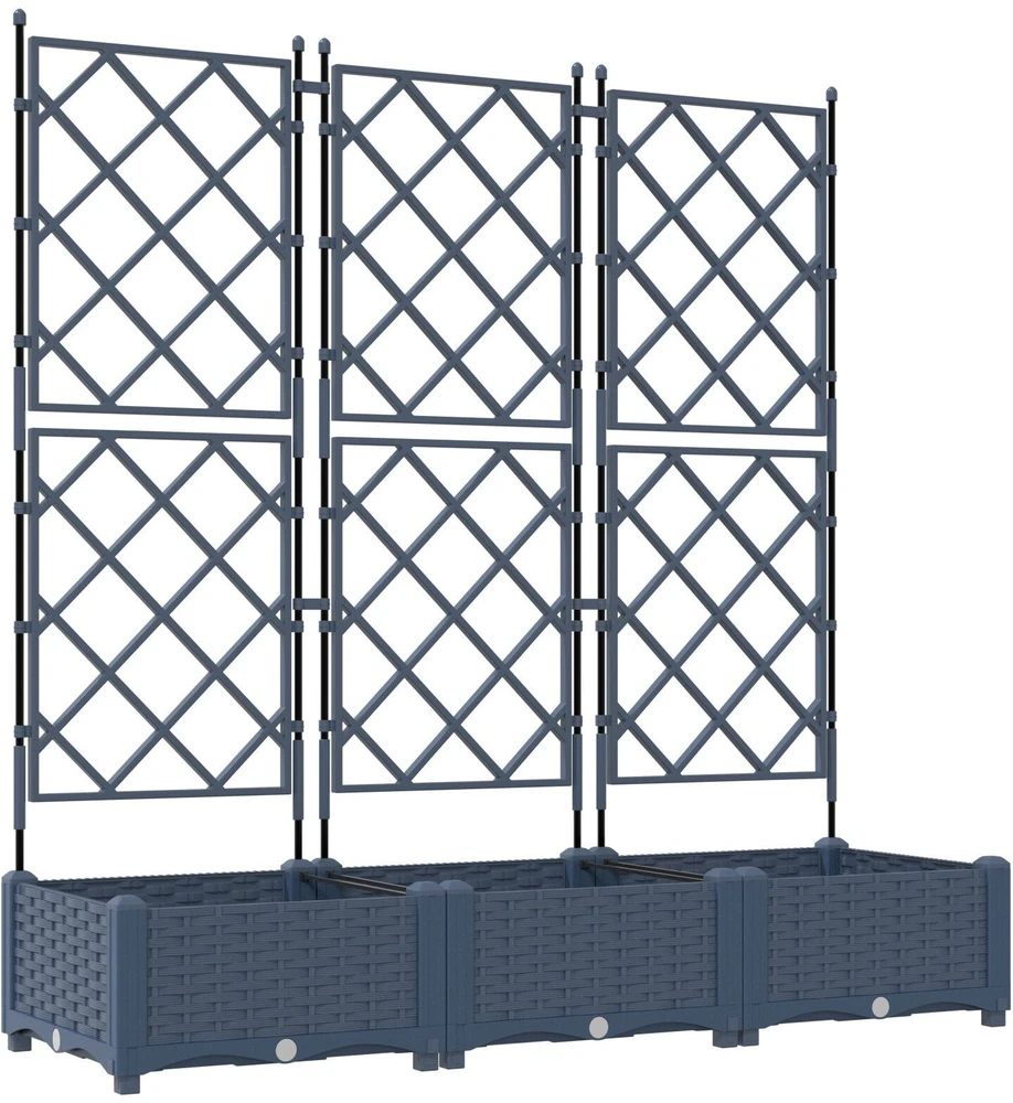 Sodo vazonas 3 vnt. Pilka 120 x 40 x 125,5 cm PP
