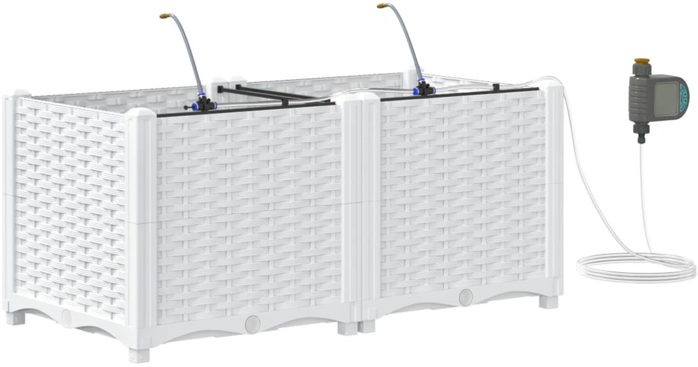 Sodo vazonas 2 vnt. Balta 80 x 40 x 37,5 cm PP