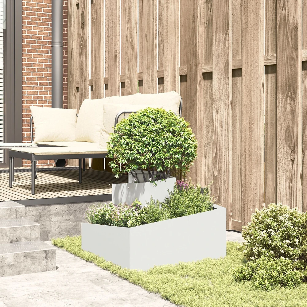 Sodo vazonas Balta 60 x 60 x 50 cm Šaltai valcuotas plienas