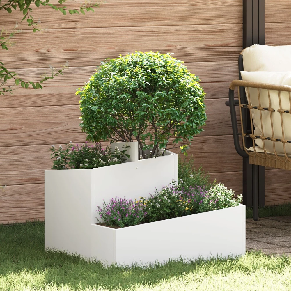 Sodo vazonas Balta 60 x 60 x 50 cm Šaltai valcuotas plienas