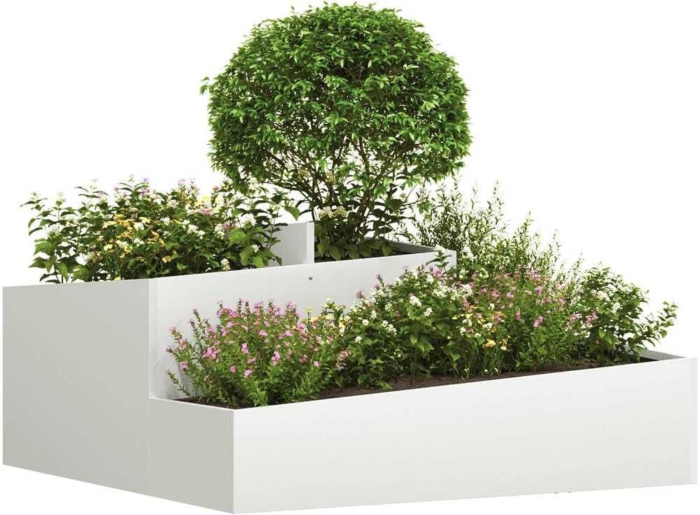 Sodo vazonas Balta 100 x 100 x 50 cm Šaltai valcuotas plienas