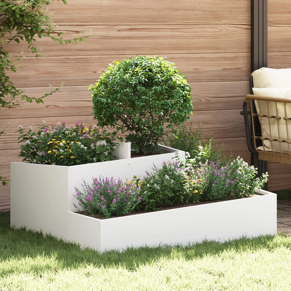 Sodo vazonas Balta 100 x 100 x 50 cm Šaltai valcuotas plienas